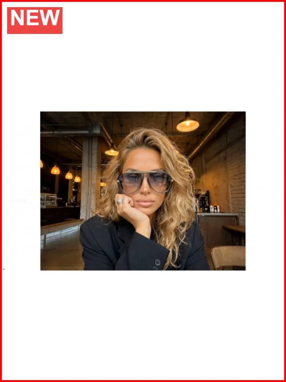 Oversized Aviator Sunglasses with Top Bar, UV400, Lightweight Plastic